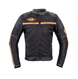 Geaca Moto Barbati W-TEC 2Stripe Negru/Bej/Orange