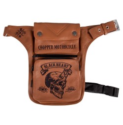 Geanta Moto Pentru Coapsa W-TEC Black Heart Devil Skull Brown Leather