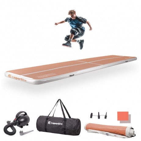 Saltea gimnastica gonflabila inSPORTline Airstunt 400 x 100 x 10 cm, Mocha Mousse