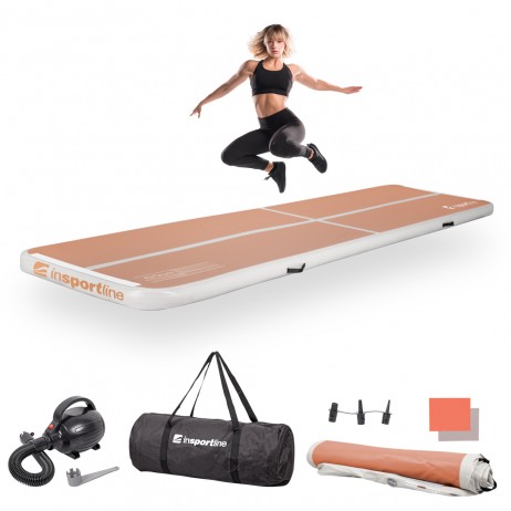 Saltea gimnastica gonflabila inSPORTline Airstunt 400 x 100 x 10 cm, Mocha Mousse